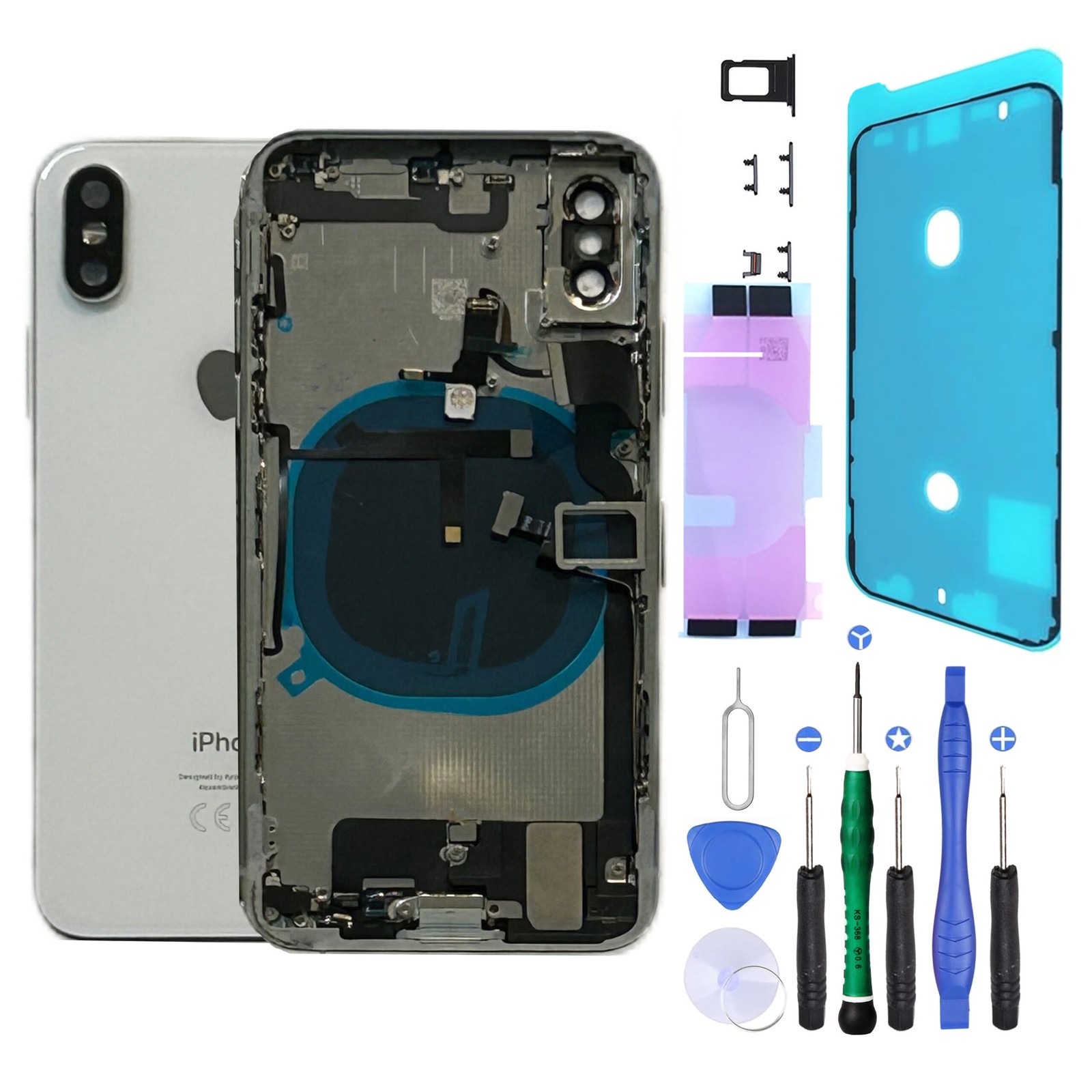Châssis pré-assemblé pour iPhone XS blanc de qualité supérieure avec NFC