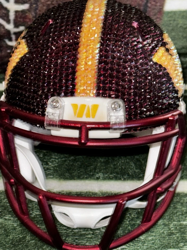 Nuevo Mini Casco de Fútbol Americano WASHINGTON COMMANDERS Estrás Cristal Brillante Foto 3 de 4