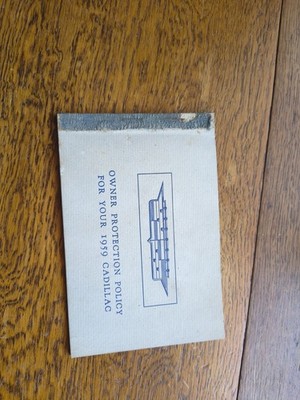 ''1959 Cadillac Original Owner Protection Policy Booklet Warranty  Coupons Miami