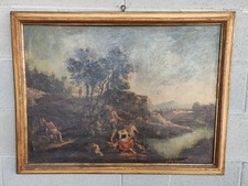 Antico olio su tela raffigurante paesaggio