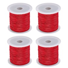 4 Rolls Nylon String Cord 45 Yards 0.4mm Nylon Cord Beading Satin String, Red