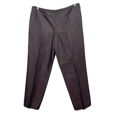 Vintage Y2K Oscar DeLa Renta Brown Silk Cropped Tapered Trouser Dress Pant Sz 8