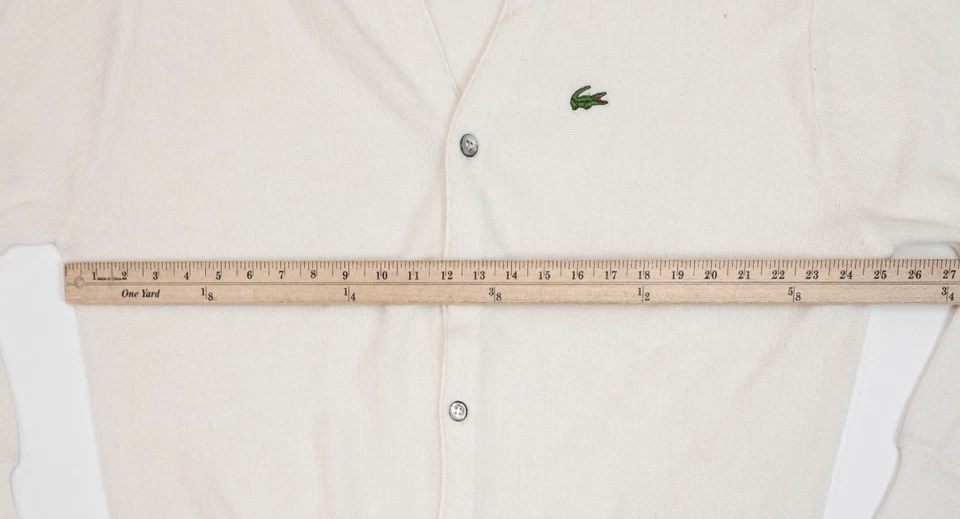 Cárdigan Suéter XL 100 % Acrílico Para Hombre IZOD Lacoste Verdadero Vintage Marfil Cuello en V Foto 4 de 4