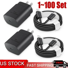 25w Type USB-C Fast Wall Charger+6FT Cable For Galaxy S24 S23 S20 S21 5G lot US