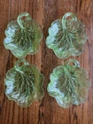 4 pc Set VTG Uranium Depression Glass Vaseline Glass Lettuce Cabbage Plate Dish