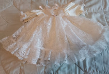 VTG Handmade Doll Dress Baby doll Lace layers taffeta 12 inch doll - see measure