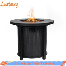 30" Propane Gas Fire Pit Table 50000 BTU Round Steel Fire Pit for Outside Patio