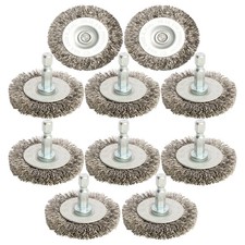 Hiqalty 10pcs 2" Stainless Steel Wire Wheel Brushes Kit for Drill with 1/4-In...