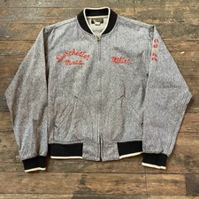 1960s Reproduction Sugar Cane Salt & Pepper Bomber Jacket Chain Stitched