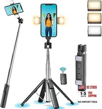41 Selfie Stick Tripod Quadrapod with 2 Rechargeable Fill Light, Extendable