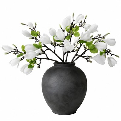 6 PCS Artificial Magnolia Flowers Stems 19.1 Inch Fake White Flora Branches R...
