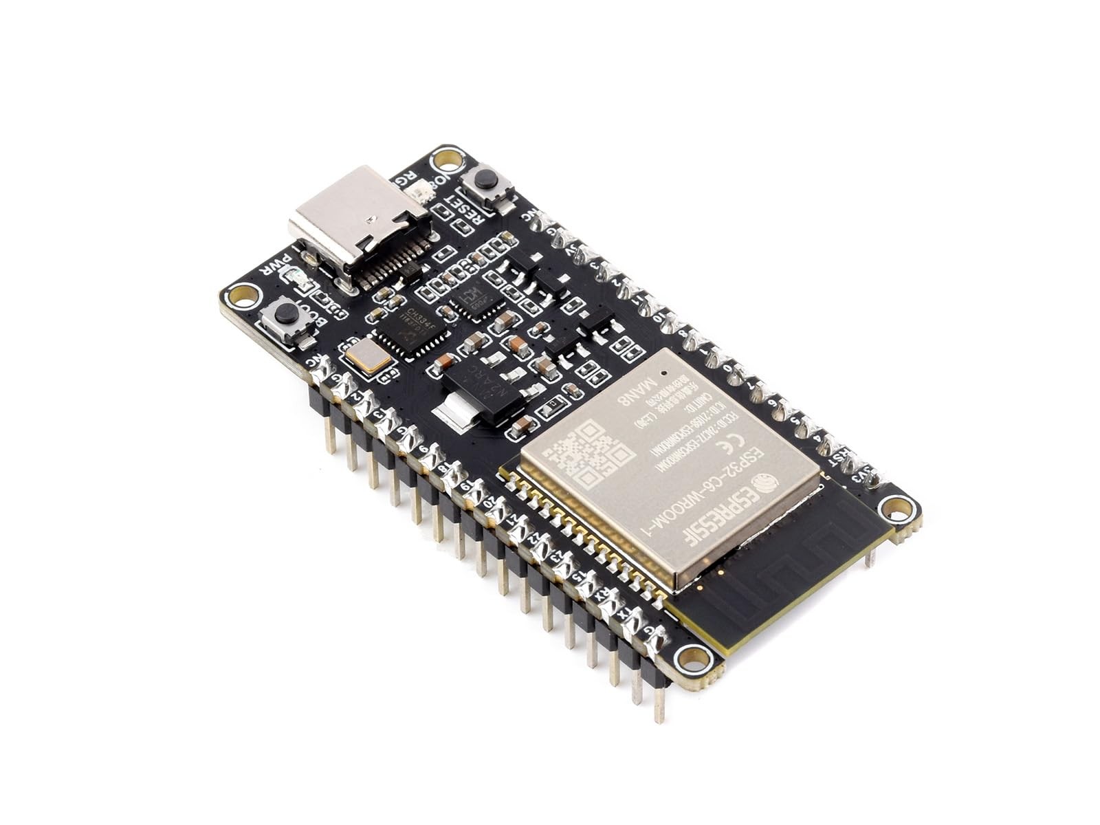 Carte ESP32-C6 avec pinheaders microcontrôleur Wi-Fi 6 Bluetooth 5 pour prototypage IoT