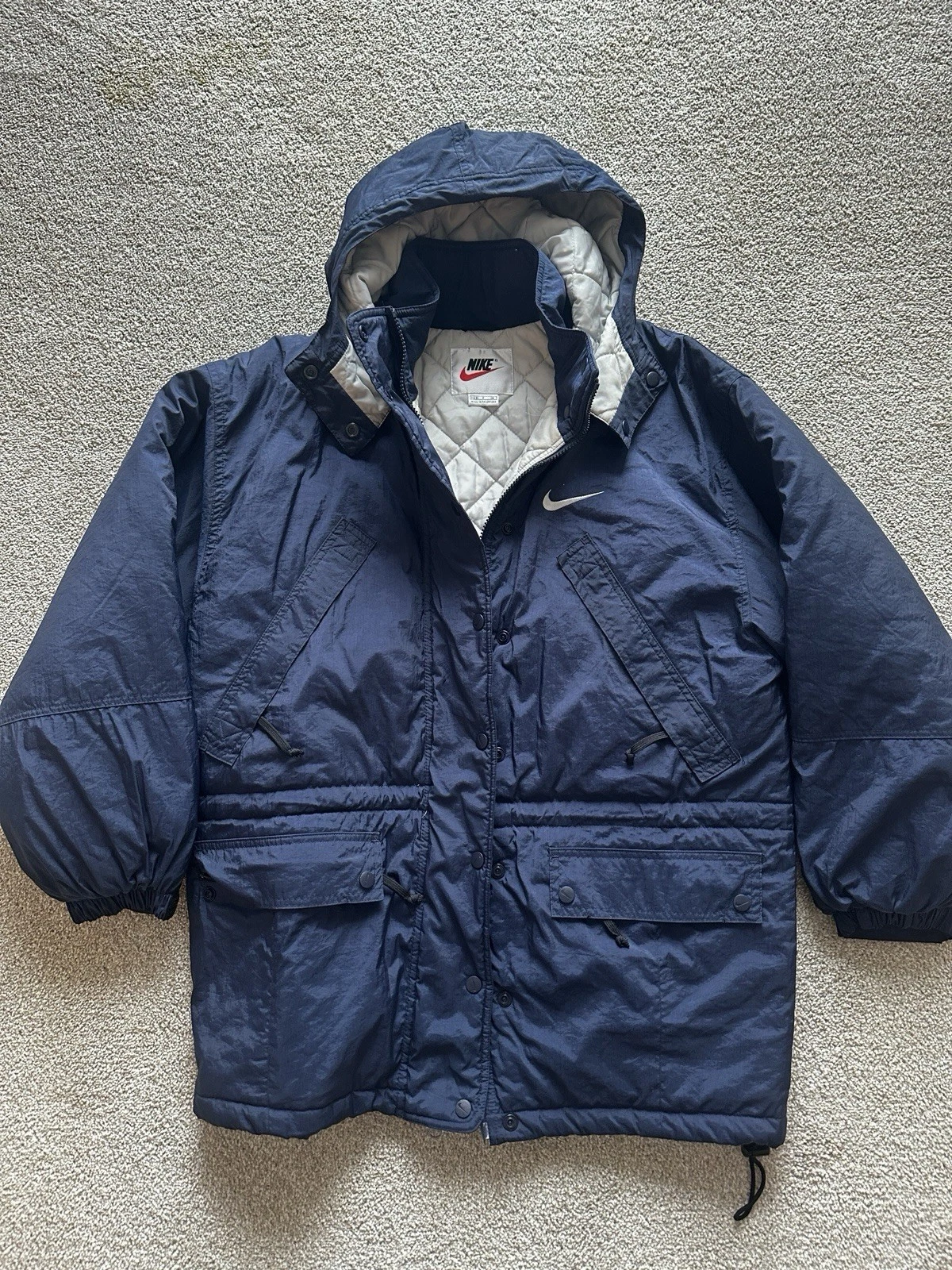 Vintage Nike Insulated Puffer Parka - Detachable Hood - Navy