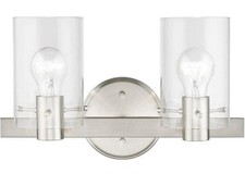 2 Light Vanity Contemporary Style Light Fixture Brushed Nickel Finish New, Open