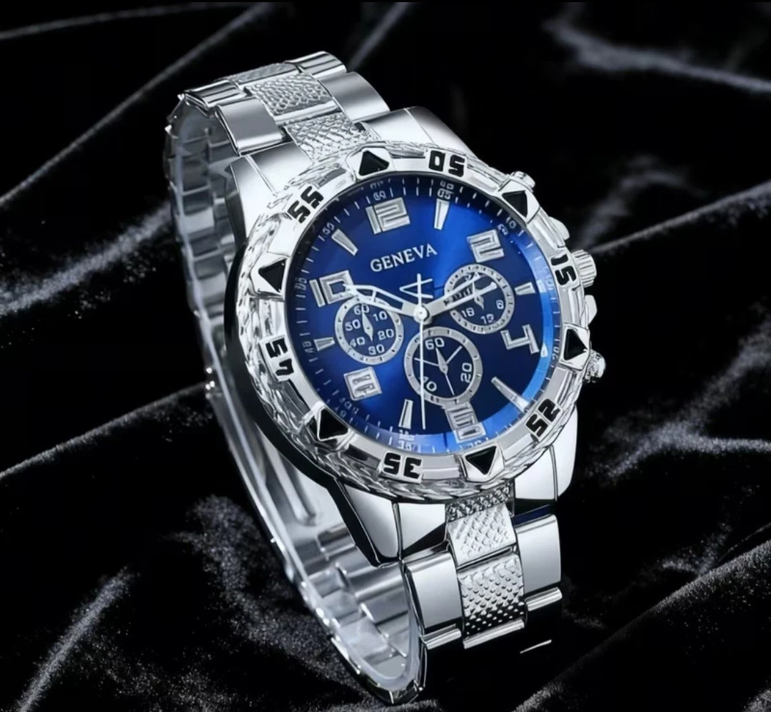 Geneva Men Stainless Steel Band Wristwatches for sale | eBay