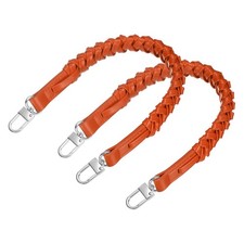 Braided Purse Strap, 2Pcs 44.7cm/17.6" Orange PU Leather with Silver Buckles