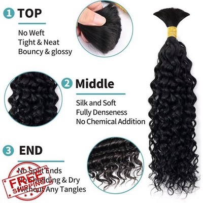 1B Water Wave Human Braiding Hair 3 Bundles 20 inch 150g | eBay display picture 2