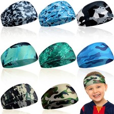 Haull 8 Pcs Sweatbands for Kids Boys Headbands Athletic Baseball Basketball F...