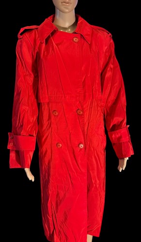 Vintage Forecaster Of Boston Power Red Trench Spring Coat Belted Womans Size 12P - Picture 19 of 20
