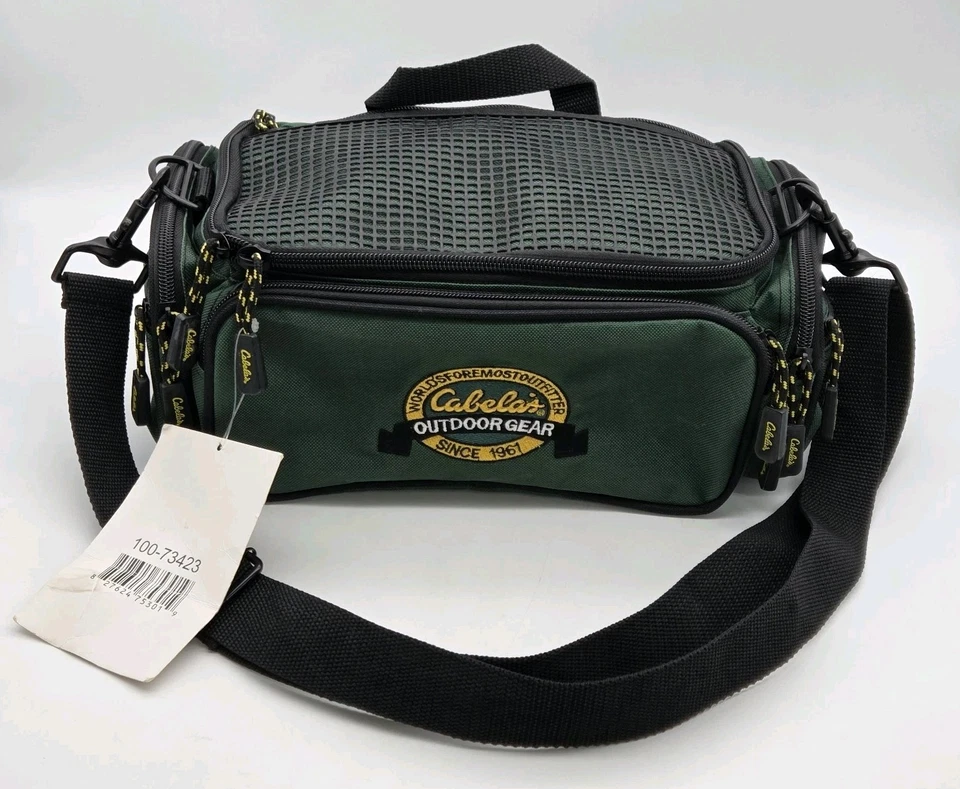 Cabela's Outdoor Gear Fishing Tackle Hunting Soft Bag Crossbody Strap Green Blk - Image 2 of 4
