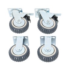 4 Pcs 6" Heavy Duty Swivel Caster Wheels 2 Straight Wheels, 2 With Safety Brake
