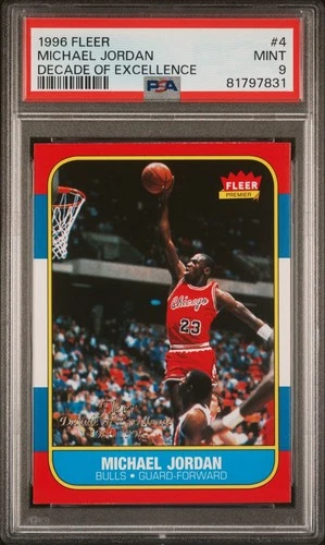 MICHAEL JORDAN 1996-97 FLEER PREMIER DECADE OF EXCELLENCE PSA 9 MINT BULLS NBA