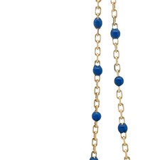 925 Sterling Silver DC Cable FLASH GOLD Plated Blue Enamel Chain (1.43 × 2.5 mm