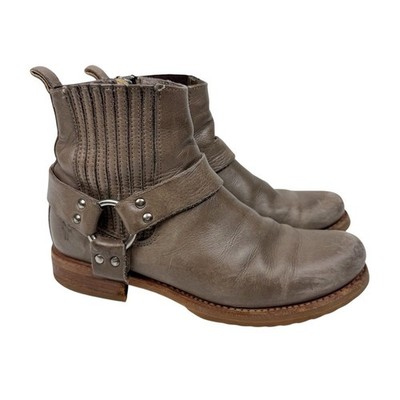 Frye Veronica Harness Ankle Boot Bootie Leather Taupe Gray/ Brown Size 8