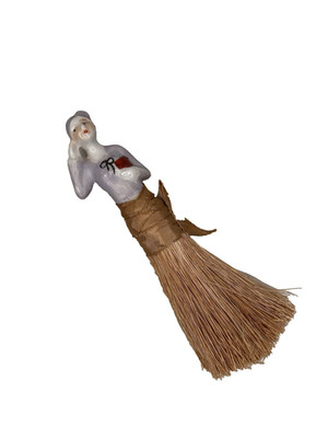 Vintage Ceramic Half Doll Flapper Lady Clothes Crumb Brush Sweeper Made In Japan