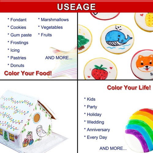 11 Pcs Edible Markers Food Coloring Pens Ultra Fine Tips for Baking & Decorating - Picture 6 of 7