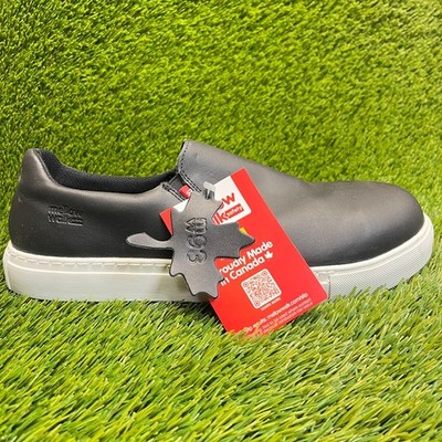 Mellow Walk Owen Mens Size 11EE Black White Leather Steel Toe Safety Work Shoes