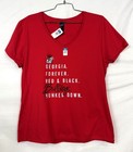 GEOGIA BULLDOGS NCAA WOMENS GEORGIA FOREVER RED V-NECK T-SHIRT SM-LG FREE SHIP