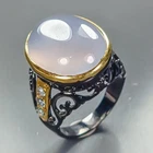 Handmade 20 ct+ Natural Chalcedony Ring 925 Sterling Silver Size 7.5 /R479287