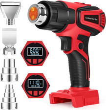 Portable Cordless Heat Gun for Milwaukee M18 Battery LED Light w/ 4 Nozzles kit