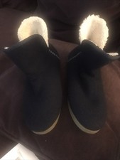 ROCKPORT Navy Blue truTECH Veda Slipper Boots Women  size 9 Faux Fur Rubber Sole
