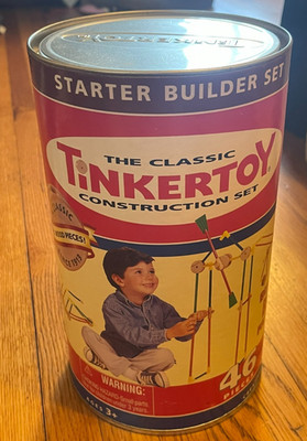 Tinker Toy Starter Builder Set 46 Pieces Vintage (2002 Hasbro) Real Wood Classic