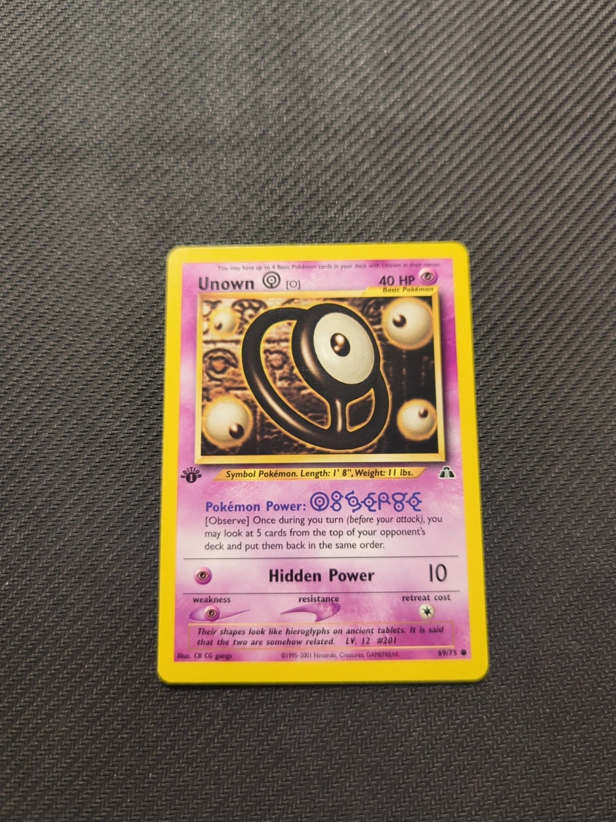 Unown O 69/75 1st Edition Neo Discovery Pokemon NM