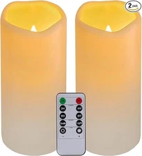 LED Candles With 10-Key Remote Timer Flickering Flameless Outdoor Indoor 2 Pack.
