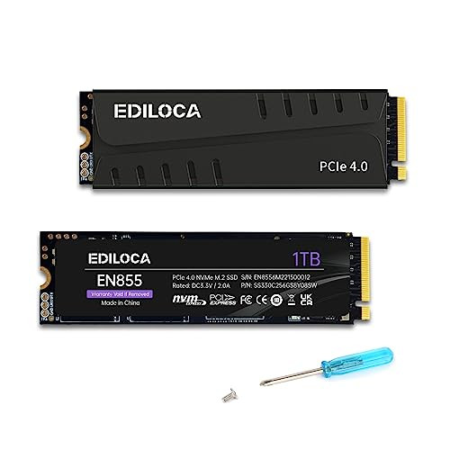 【新品未使用】SSD 1TB ヒートシンク PCIe 4.0 PS5 EN855 Ediloca EN855 SSD with Heatsink 1TB PCIe Gen4x4 NVMe M.2