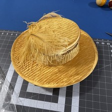 VTG Milano New York Church / Dress Hat One Size Gold Feather Wide-Brim Derby-New