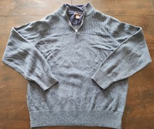 Men's Large Blue Dockers Sweater Long Sleeve 1/4 Zip Cotton