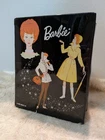 Vintage Mattel 1963 Barbie Doll Black Trunk Case 7 Hangers Doll Stand