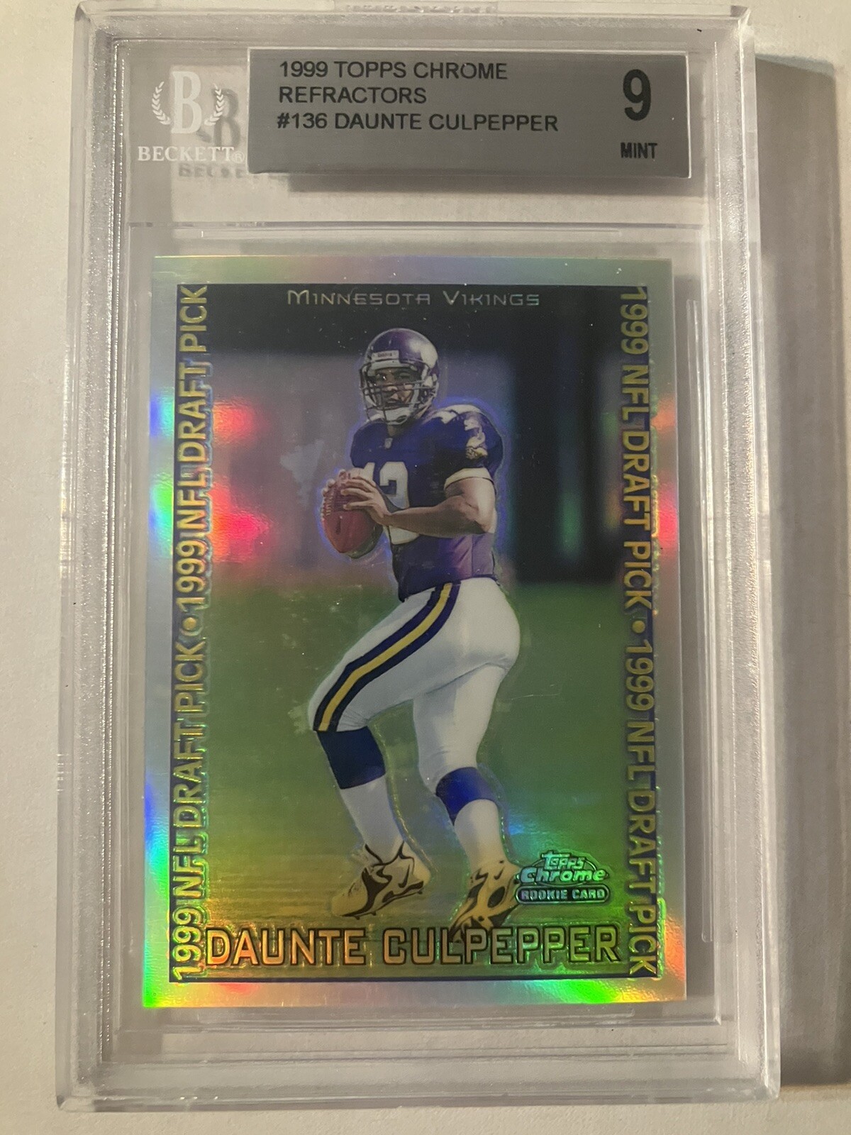 1999 Topps Chrome Refractor Daunte Culpepper RC 1999 Draft Pick #136 BGS 9
