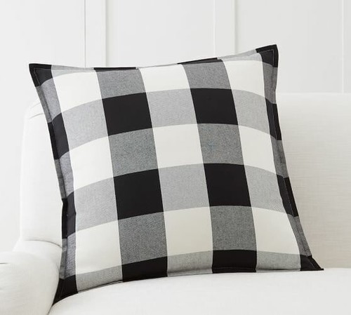 18"x 18" Set of 4 Buffalo Check Plaid Throw Pillow Covers Case Black and White - Picture 8 of 11