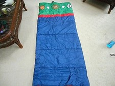 SACCO A PELO reversibile a tema sportivo per bambini Northpole LTD 29" x 66" ottime condizioni con borsa