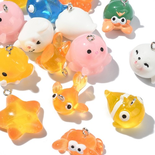 20x Dijes de resina de animales marinos marinos cangrejo peces dijes colgantes para hacer joyas - Imagen 3 de 6