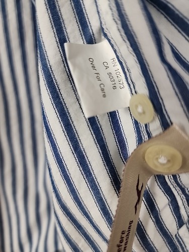 Hollister Men's Medium Blue n White Striped Long Sleeve Button Down Shirt Wow - Picture 16 of 18