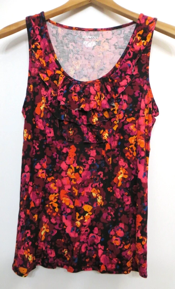 Chemisier Femme Merona Sans Manches - Taille Small, Motif Pois Orange - Très Bon état