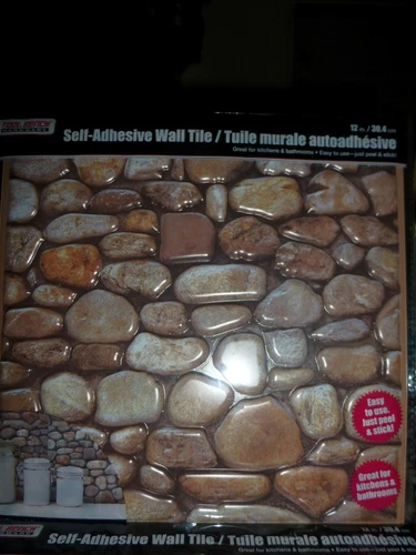(20)Tool Bench Hardware Self Adhesive Brown /Beige Stones Wall Tile, 12x12 in.