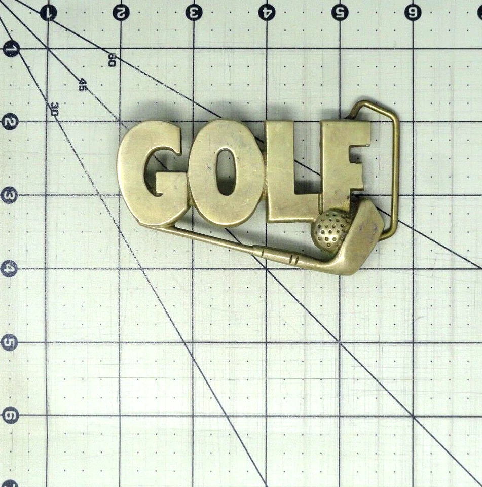 Cinturón de Golf Hebilla Club de Pelota Latón Sólido Trabajo Abierto De Colección Años 70 80 Barón Taiwán. QRT818 Foto 3 de 4